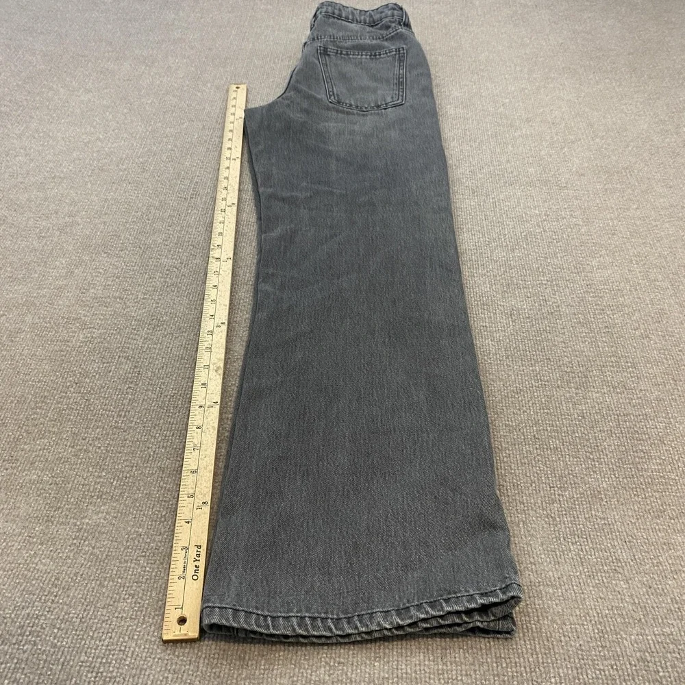 Zara Wide Leg Jeans Womens 6 Gray Charcoal Wash High Rise Relaxed Denim